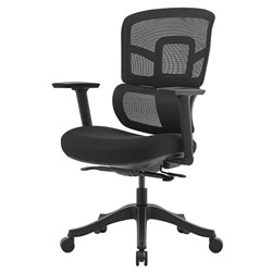Miami Executive Chair Low Back With Arms Black Fabric Seat Mesh Back