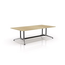 OLG Modulus Meeting Table Twin Post Collar Leg 1800W x 1200D x 720mmH Oak Top Black Frame