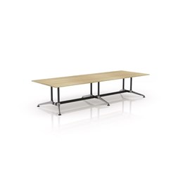 OLG Modulus Meeting Table Twin Post Collar Leg 3600W x 1200Dx 720mmH Oak Top Black Frame