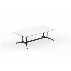 OLG Modulas Meeting Table Twin Post Collar Leg 1800W x 1200D x 720mmH Wht Top All Blk Frame