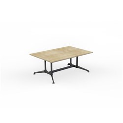 OLG Modulas Meeting Table Twin Post Collar Leg 1800W x 1200D x 720mmH Oak Top All Blk Frame