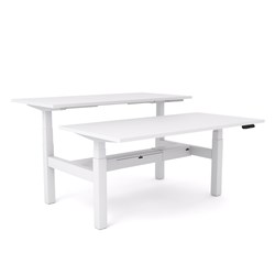 OLG Agile Motion Double Sided Desk + Cable Tray 1200Wx1500Dx 620-1270mmH White/White