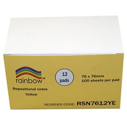 Rainbow Repositional Notes 76mm x 76mm Yellow