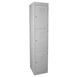 Steelco Locker 3 Door 305W x 460D x 1830mmH Grey