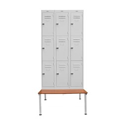 Steelco Seat Locker Stand 305W x 810D x 450mmH Oak Seat Grey Stand