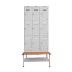 Steelco Seat Locker Stand With Boot Shelf 305W x 810D x 450mmH Oak Seat Grey Stand