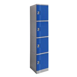 Steelco ABS Plastic Locker 4 Door 380W x 500D x 1940mmH Assorted Colours