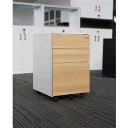 Steelco Hybrid Trimline Mobile Pedestal 2 Drawer 1 File 390W x 500D x 615mmH White