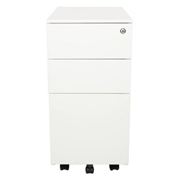 Steelco Slimline Mobile Pedestal 2 Drawer 1 File 300W x 500D x 615mmH White