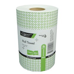 Capri Recycled Paper Hand Towel Roll 1 Ply 190mm x 80m White Carton Of 16
