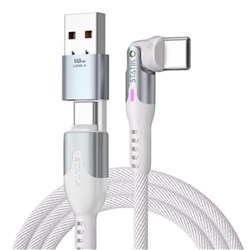 Statik PowerPivot Pro USB-A/C To USB-C Cable 1 Metre Braided White