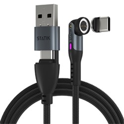 Statik 360 Pro USB-A/C To Lightning/USB-C/Micro USB Cable Universal 1 Meter Black