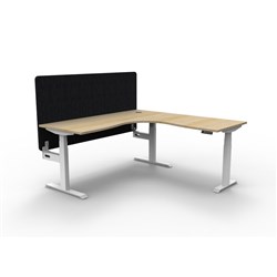Rapidline Boost+ Corner Workstation + Black Eco Screen 1500/1500W Oak/White