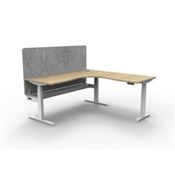 Rapidline Boost+ Corner Workstation + Grey Eco Screen + Tray 1800/1800W Oak/White