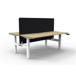 Rapidline Boost Manual Height Adjust B2B Workstation Blk Eco Screen 2 Person 1800W Oak/Wht