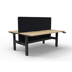 Rapidline Boost Manual Height Adjust B2B Workstation Blk Eco Screen+Tray 2 Person 1200W O/B
