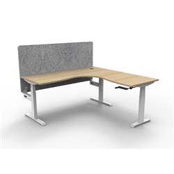 Rapidline Boost Manual Adjust Corner Workstation Grey Eco Screen 1800/1500W Oak/White