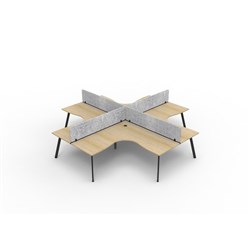 Rapidline Eternity Corner POD Workstation 4 Person Grey Eco Screen 3600Wx3000mmD Oak/Black