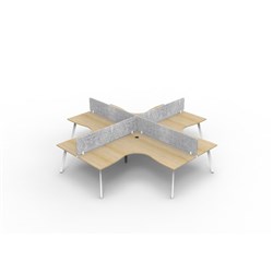 Rapidline Eternity Corner POD Workstation 4 Person Grey Eco Screen 3600Wx3000mmD Oak/White