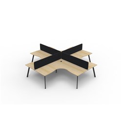 Rapidline Eternity Corner POD Workstation 4 Person Black Eco Screen 3600Wx3600mmD Oak/Black