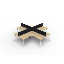 Rapidline Eternity Corner POD Workstation 4 Person Black Eco Screen 3600Wx3600mmD Oak/White