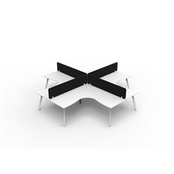 Rapidline Eternity Corner POD Workstation 4 Person Black Eco Screen 3600Wx3600mmD White/Wht