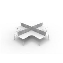 Rapidline Eternity Corner POD Workstation 4 Person Grey Eco Screen 3600Wx3600mmD White/Wht