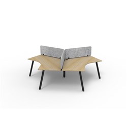 Rapidline Deluxe Infinity 120 Degree Desk Eternity Leg Grey Eco Screen 3 Ppl 2866mmW Oak/B
