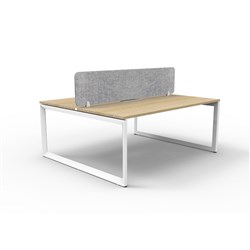 Rapidline Deluxe Infinity Desk Loop Leg Double Sided Grey Eco Screen 2 Person 1500mmW Oak/Wh