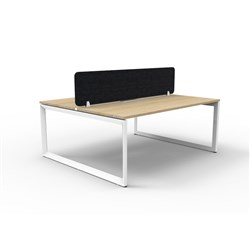 Rapidline Deluxe Infinity Desk Loop Leg Double Sided Blk Eco Screen 2 Person 1800mmW Oak/Wh