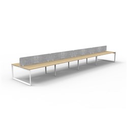 Rapidline Deluxe Infinity Desk Loop Leg Double Sided Grey Eco Screen 8 Person 7200mmW Oak/Wh