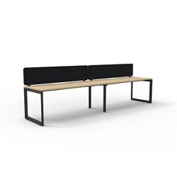 Rapidline Deluxe Infinity Desk Loop Leg Single Sided Blk Eco Screen 2 Person 2400mmW Oak/Bl