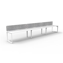Rapidline Deluxe Infinity Desk Loop Leg Single Sided Grey Eco Screen 3 Person 3600mmW Wht/Wh