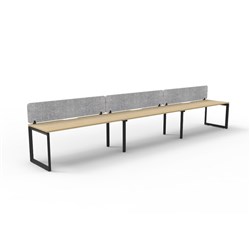 Rapidline Deluxe Infinity Desk Loop Leg Single Sided Grey Eco Screen 3 Person 5400mmW Oak/Bl
