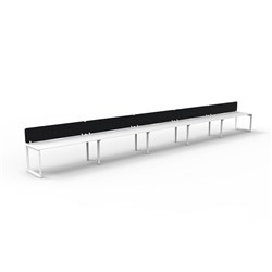 Rapidline Deluxe Infinity Desk Loop Leg Single Sided Blk Eco Screen 5 Person 7500mmW Wht/Wh