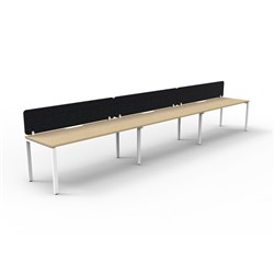 Rapidline Deluxe Infinity Desk Profile Leg Single Sided Black Eco Screen 3 Ppl 3600mmW Oak/W