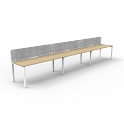 Rapidline Deluxe Infinity Desk Profile Leg Single Sided Grey Eco Screen 3 Ppl 3600mmW Oak/W