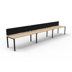 Rapidline Deluxe Infinity Desk Profile Leg Single Sided Black Eco Screen 3 Ppl 4500mmW Oak/B