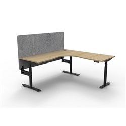 Rapidline HALO+ Corner Workstation Grey Eco Screen 1800/1500W x 1270mmH Oak/Black