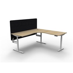 Rapidline HALO+ Corner Workstation Black Eco Screen 1800/1500W x 1270mmH Oak/White