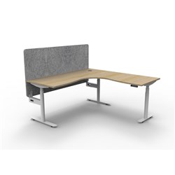 Rapidline HALO+ Corner Workstation Grey Eco Screen 1800/1500W x 1270mmH Oak/White