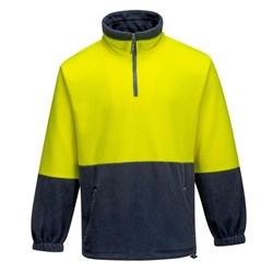 Portwest Hi-Vis Contrast 1/4 Zip Class D Polar Fleece Jumper Large Yellow And Navy