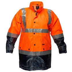 Portwest Eyre Hi-Vis Contrast Rain Traffic Jacket 7XL Orange And Navy