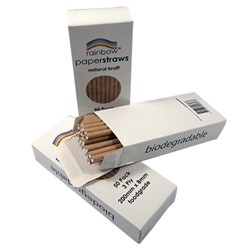 Rainbow 8mm Paper Straws Natural Pack Of 50