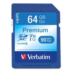 Verbatim Premium SDXC Memory Card Class 10 UHS-I 64GB Blue