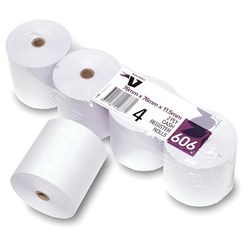 Victory Paper Thermal EFTPOS And Register Rolls 76 x 76 x 12mm 33m 2 Ply Wht/Yel Pack 4