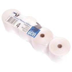 Victory Paper Thermal EFTPOS And Register Rolls 57 x 70 x 12mm 62m 1 Ply White Pack Of 4