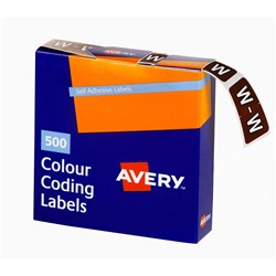 Avery Alphabet Coding Label W Side Tab 25x38mm Brown Box Of 500