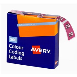 Avery Numeric Coding Label 8 Side Tab 25x38mm Mauve Box Of 500