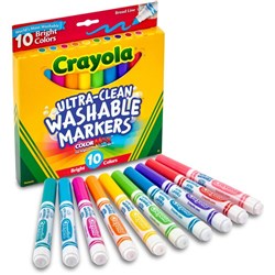 Crayola Ultra Clean Washable Broad Line Marker Bright Assorted Pack of 10